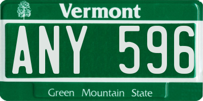 VT license plate ANY596