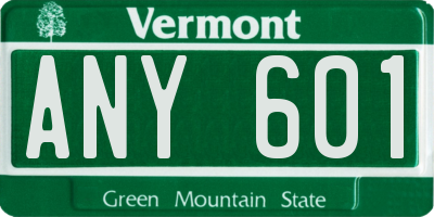 VT license plate ANY601