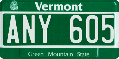 VT license plate ANY605