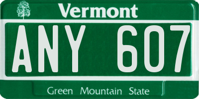 VT license plate ANY607