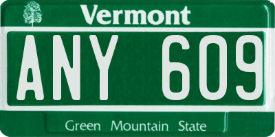 VT license plate ANY609