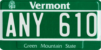VT license plate ANY610