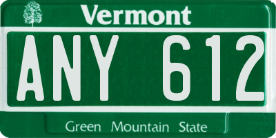 VT license plate ANY612