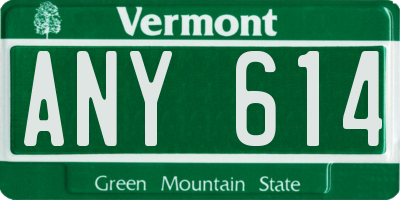VT license plate ANY614