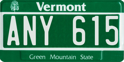 VT license plate ANY615