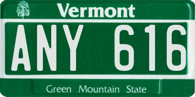 VT license plate ANY616