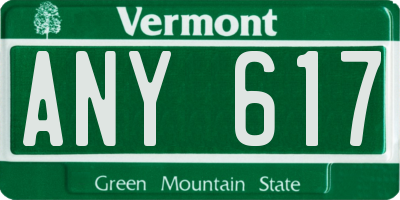 VT license plate ANY617