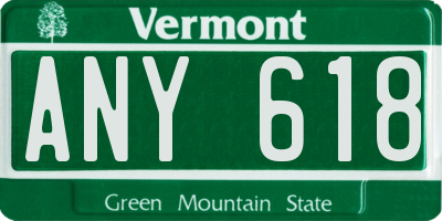 VT license plate ANY618