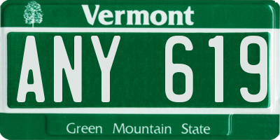 VT license plate ANY619