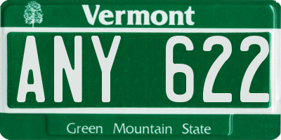 VT license plate ANY622