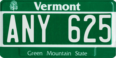 VT license plate ANY625