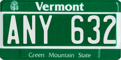 VT license plate ANY632