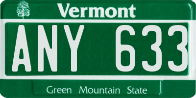VT license plate ANY633