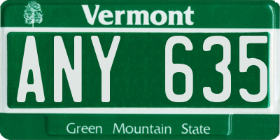 VT license plate ANY635