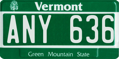VT license plate ANY636