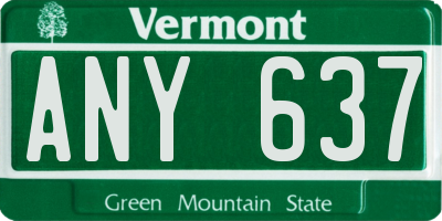 VT license plate ANY637