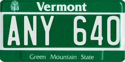 VT license plate ANY640
