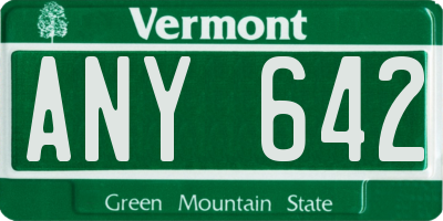 VT license plate ANY642