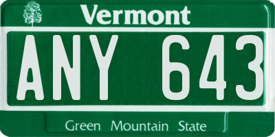 VT license plate ANY643