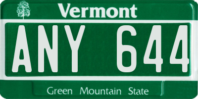 VT license plate ANY644