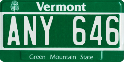 VT license plate ANY646