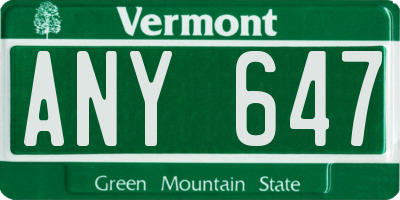VT license plate ANY647