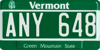 VT license plate ANY648