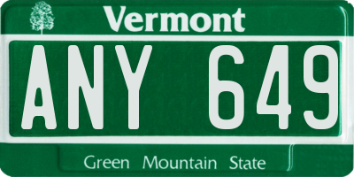 VT license plate ANY649
