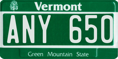 VT license plate ANY650