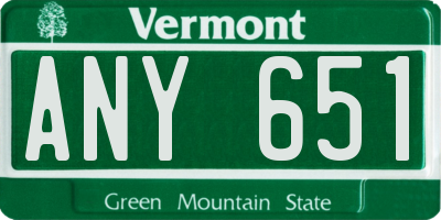 VT license plate ANY651