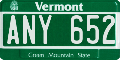 VT license plate ANY652