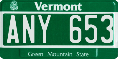 VT license plate ANY653