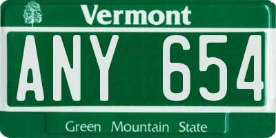 VT license plate ANY654