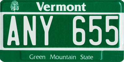 VT license plate ANY655