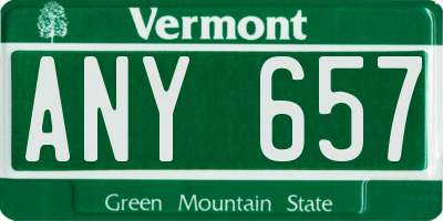 VT license plate ANY657