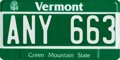VT license plate ANY663