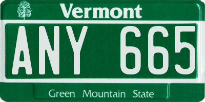 VT license plate ANY665