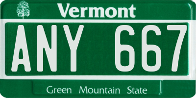 VT license plate ANY667