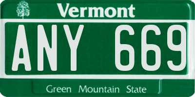 VT license plate ANY669
