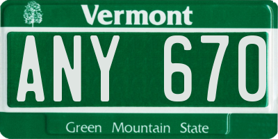 VT license plate ANY670