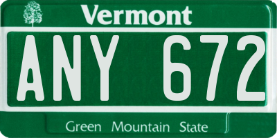 VT license plate ANY672