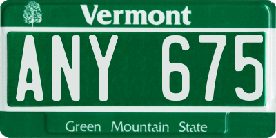 VT license plate ANY675