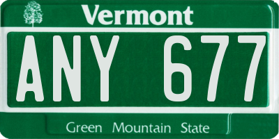 VT license plate ANY677