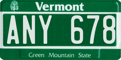VT license plate ANY678