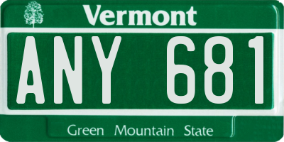 VT license plate ANY681