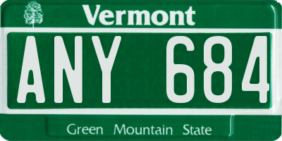 VT license plate ANY684