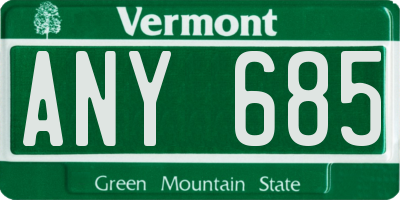 VT license plate ANY685