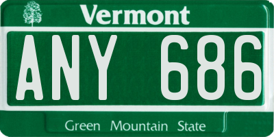 VT license plate ANY686
