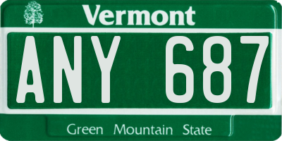 VT license plate ANY687
