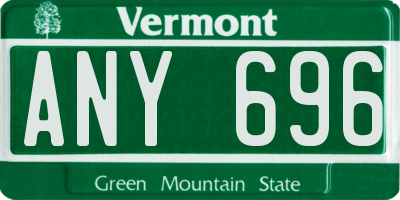 VT license plate ANY696